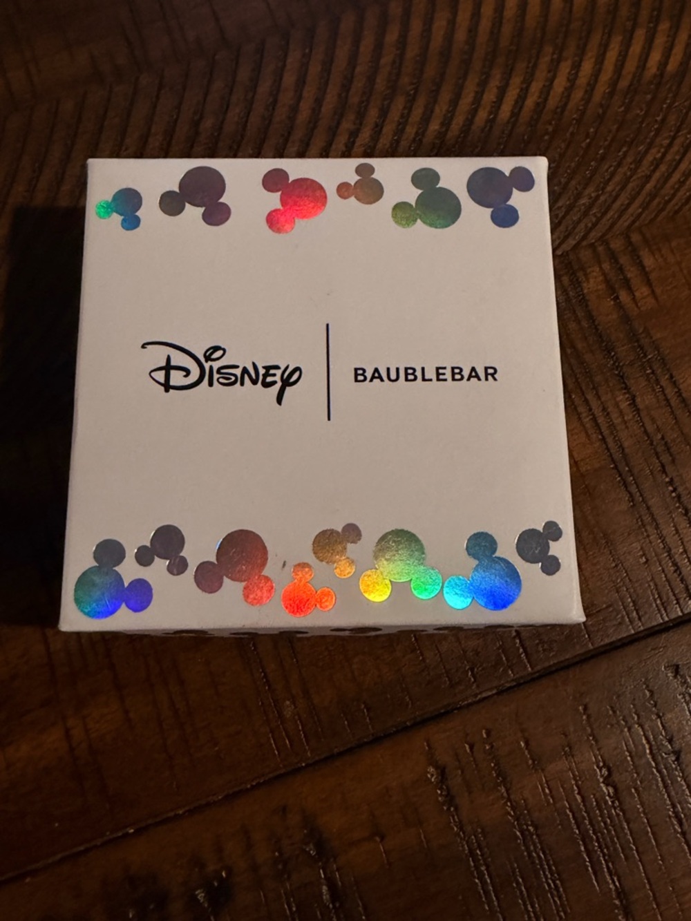 BaubleBar White Jewelry Box with Black Mickey Logo